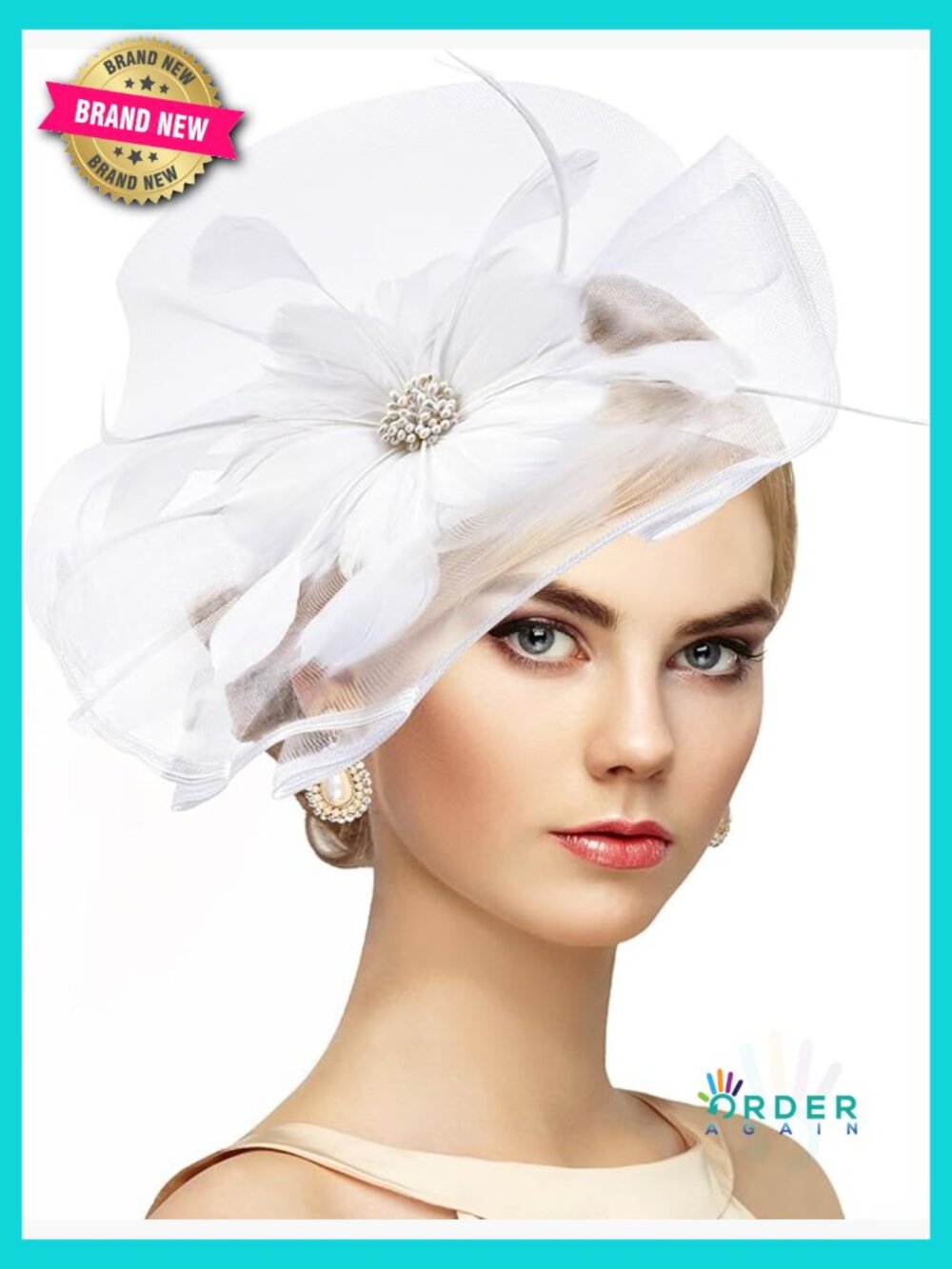 Vintage Tea Party Fascinator Headband Flower Feather Derby Hat Wedding Church